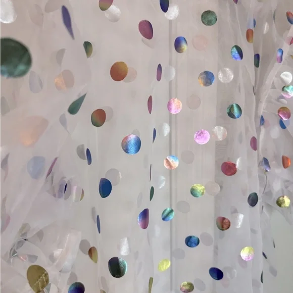 Ashley Stewart Organza Foil Dot Puff Sleeve Blouse NWT 18 - Picture 2 of 4